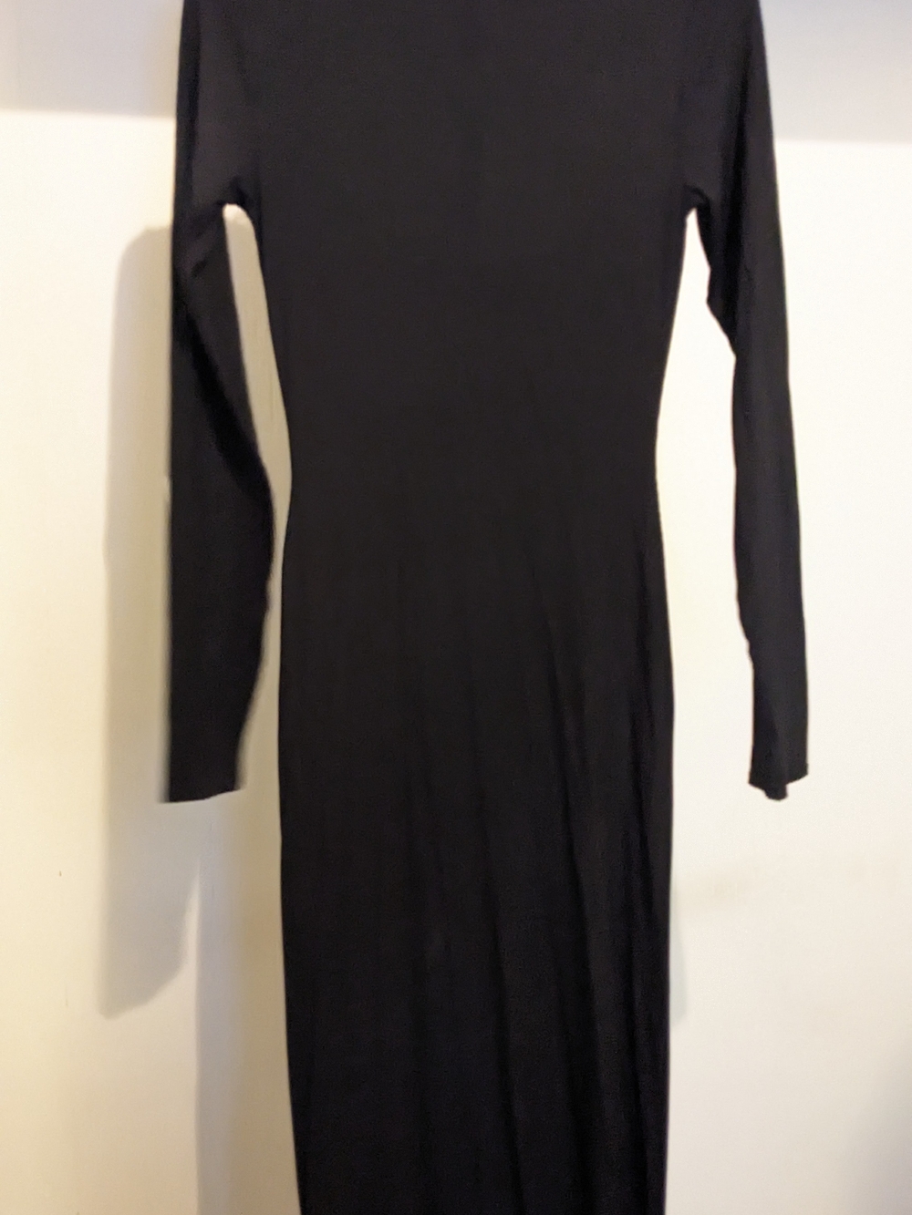 New With Tags SKIMS Black Soft Lounge Ribbed Long Sleeve Slip Dress Quiet Luxury - Picture 8 of 8